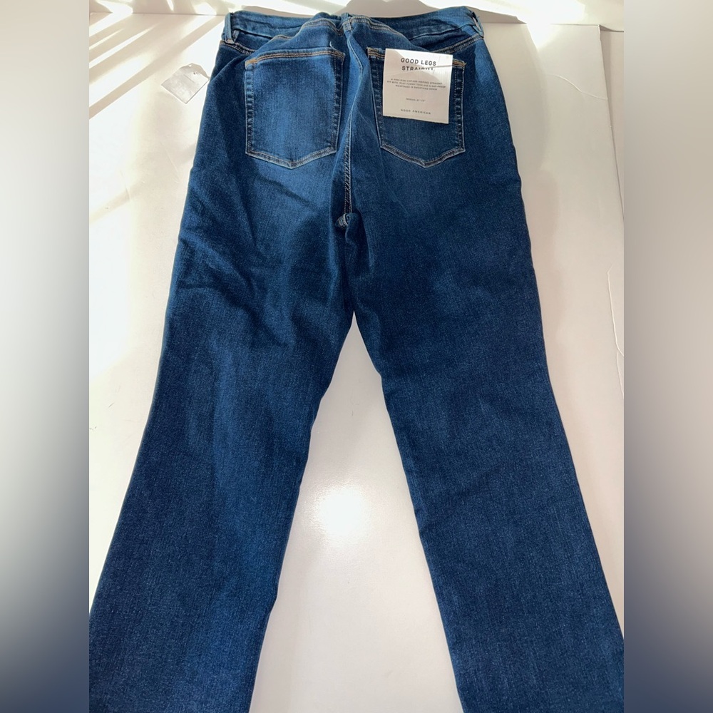 NWT Good American womens Good Legs Straight high rise indigo wash jeans size 2XL - Picture 8 of 8